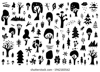 forest trees vector icon set