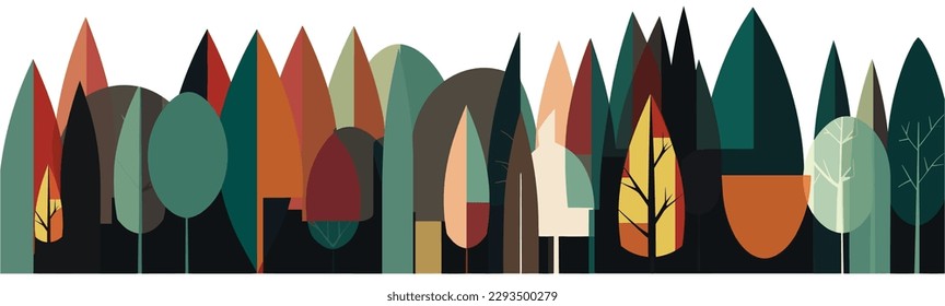 Wald mit Bäumen, Vektorgrafik