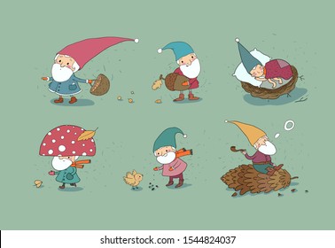 Forest trolls. New Year's Elves. Funny gnomes. Little funny men