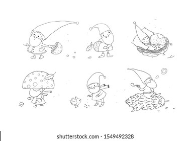 Forest trolls. New Year's Elves. Funny gnomes. Little funny men