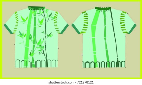 Forest T-Shirt Design Vector with Young Bamboo Trees 