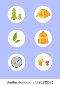 Forest vacation icons set.Camping Tent