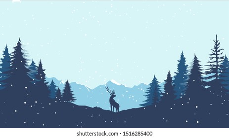 forest vector background with animal silhouette