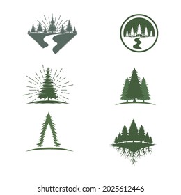 Plantilla de la ilustración de diseño de iconos del vector forestal