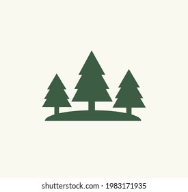 Forest vector icon. Three Tree sign isolated on white. Evergreen park, eco, ecology concept. Travel outdoor adventure logo shape isolated on white