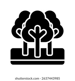 Forest Vector Icon for Tree Lovers and National Park Adventures. Green woodlands illustration, outdoor camping and eco tourism.