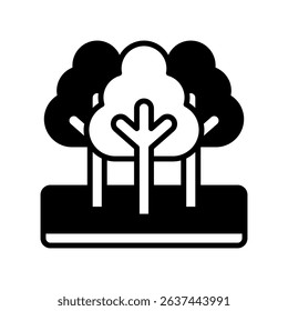 Forest Vector Icon for Tree Lovers and National Park Adventures. Green woodlands illustration, outdoor camping and eco tourism.