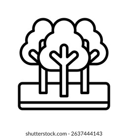 Forest Vector Icon for Tree Lovers and National Park Adventures. Green woodlands illustration, outdoor camping and eco tourism.