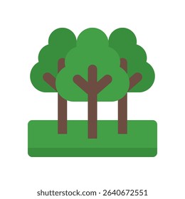 Forest Vector Icon for Tree Lovers and National Park Adventures. Green woodlands illustration, outdoor camping and eco tourism.