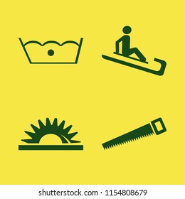 forest vector icons set. with saw, delicate gentle degrees and man riding sleigh in set