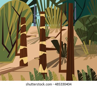 Forest vector illustration. Autumn paysage vector. 