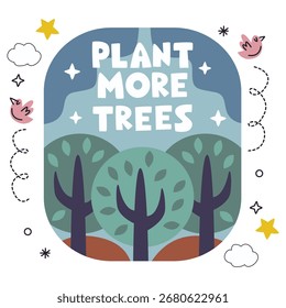 Forest Vector Illustration. Flat Minimal Design. Editable Illustration for Web, Mobile, Print