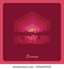 Forest vector illustration with hexagon design