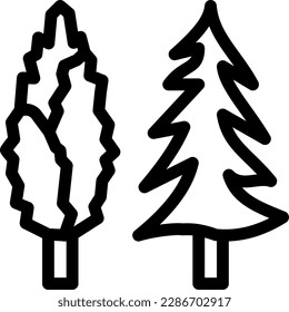 Wald-Vektorgrafik auf transparentem Hintergrund. Hochwertige Symbole. Dünne Vektorsymbole für Konzept und Grafikdesign.