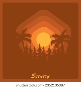 Forest vector illustration with pentagon design