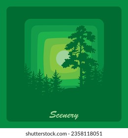 Forest vector illustration with square design