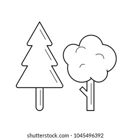 Wald, Vektorsymbol einzeln auf weißem Hintergrund. Bäume von Laubbäumen und Nadelwäldern für Infografik, Website oder App.