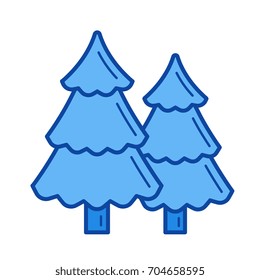 Forest vector line icon isolated on white background. Forest line icon for infographic, website or app. Blue icon designed on a grid system.
