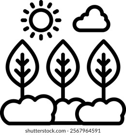 Forest Vector Lineal Icon On White Background.