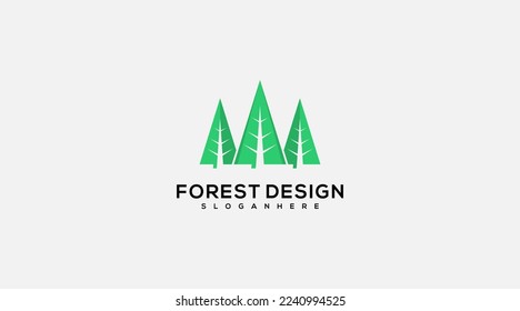 forest vector logo design illustration symbol