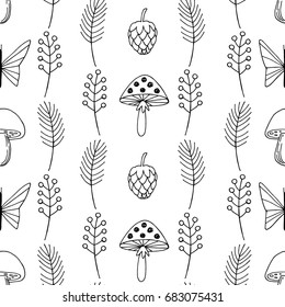 Forest vector seamless pattern. Forest  background