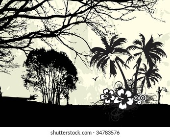 silueta de vector forestal, ilustración