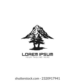 Forest vector, silhouette, Forest illustration, Mountains, tree or mountain design, Pine Trees