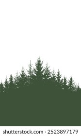 Forest vertical background, beautiful landscape wallpaper. Silhouettes of fir trees. Vector illustration