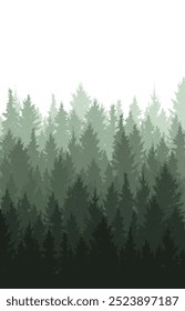 Forest vertical background, beautiful landscape wallpaper. Silhouettes of fir trees. Vector illustration