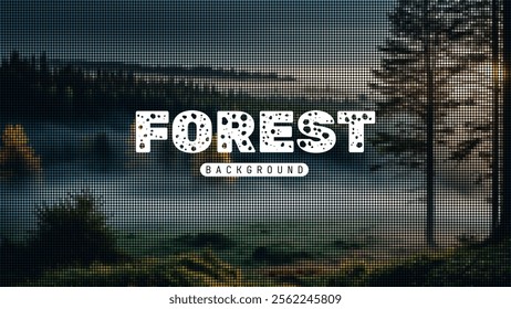 Forest view background vector illustration, Mountain background with mosaic style