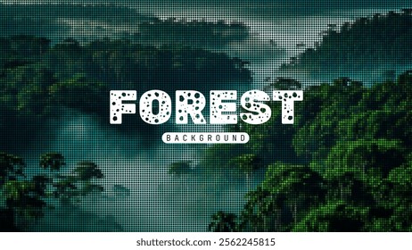 Forest view background vector illustration, Mountain background with mosaic style