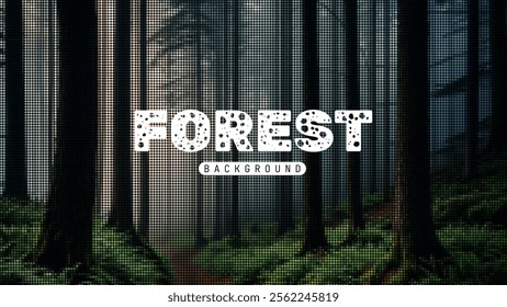 Forest view background vector illustration, Mountain background with mosaic style