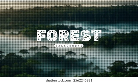 Forest view background vector illustration, Mountain background with mosaic style