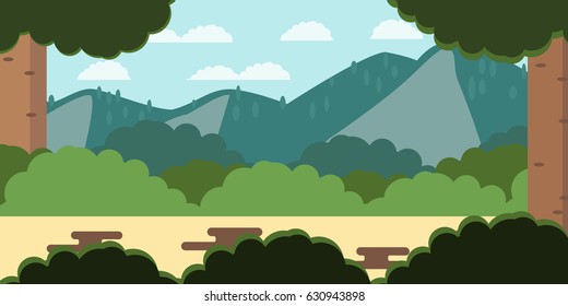 Forest view with mountain Background vector illustration