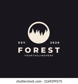 forest vintage logo badge vector illustration design