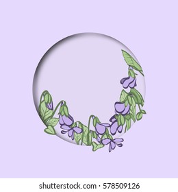 Forest violet vector colorful botanical sketch hand drawn. Template for greeting card. Vector illustration.