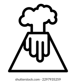 Vector de contorno del icono del volcán forestal. Lava magma. Volcán de montaña