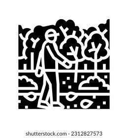 forest walk autumn season glyph icon vector. forest walk autumn season sign. isolated symbol illustration