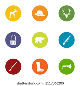 Forest walk icons set. Flat set of 9 forest walk vector icons for web isolated on white background