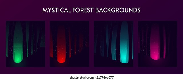forest wallpaper at night, mystical forest background, mystical forest, fantasy background, fantasy Forest Illustration Dark Night Magic Trees, neon background