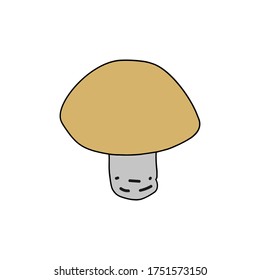 Forest white mushroom, on a leg with a brown hat.