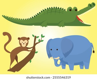 Forest wild animal vector illustration for kids 
