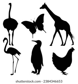 Forest wild animals silhouettes vector illustration
