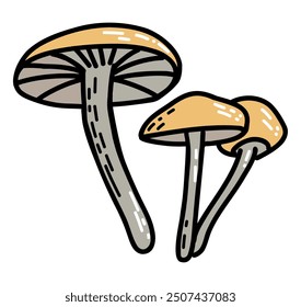 Forest wild mushroom trendy vivid flat illustration element