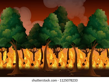 A Forest with Wildfire Disaster illustration