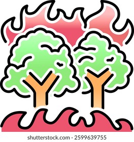 Forest Wildfires Icon Logo. Global warming disaster illustration.