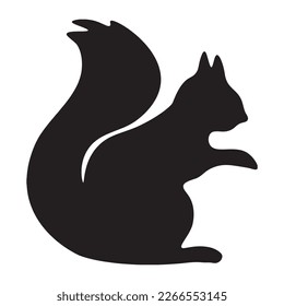 Forest wildlife animals vector illustration - Black silhouette of red squirrel isolated on white background