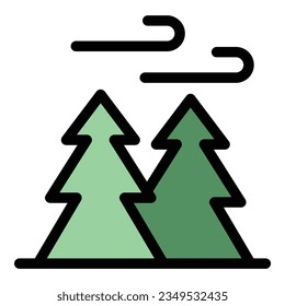Forest wind air icon outline vector. Clean eco. Cool purify color flat