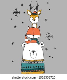 forest winter animal vector graphic