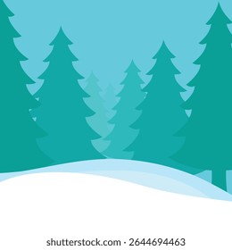Forest winter landscape background. trees, mountains and snow. winter banner ilustration. adventure tourism. nature walks